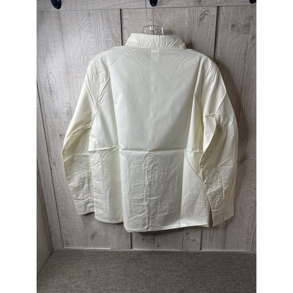 American Sweetheart Womens Button Up Shirt Ivory Off White Medium Long Sleeve - Picture 2 of 8